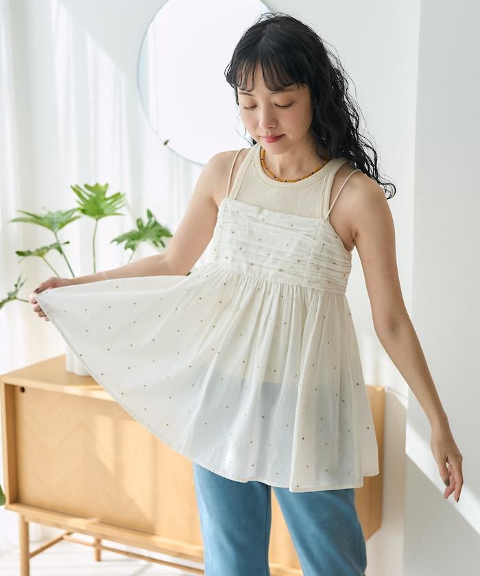 印度風亮片點點刺繡 後背開口 罩杯吊帶上衣（可搭配成套）