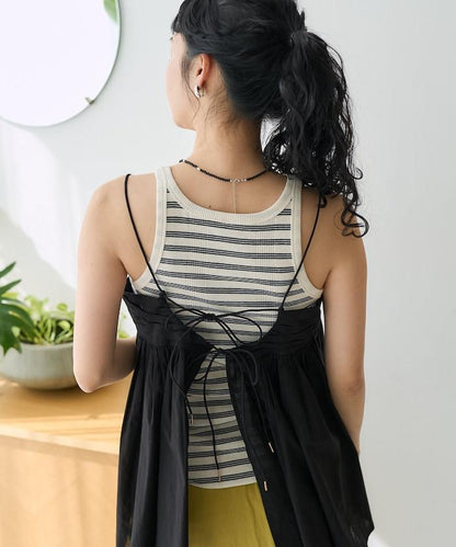 印度棉薄紗 後開口設計 吊帶背心