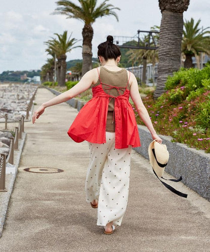 印度棉薄紗 後開口設計 吊帶背心