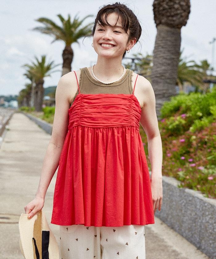 印度棉薄紗 後開口設計 吊帶背心