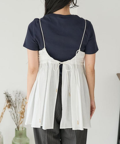 印度棉薄紗 後開口設計 吊帶背心