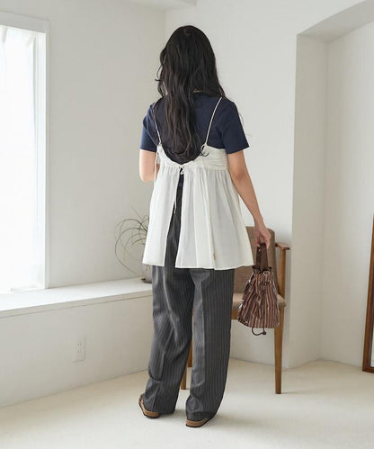 印度棉薄紗 後開口設計 吊帶背心