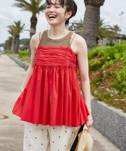 印度棉薄紗 後開口設計 吊帶背心