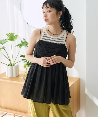 印度棉薄紗 後開口設計 吊帶背心