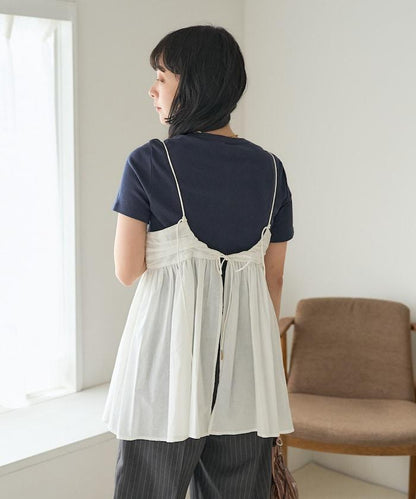 印度棉薄紗 後開口設計 吊帶背心