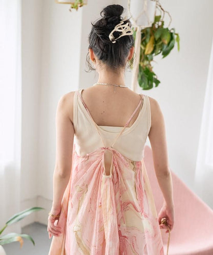 印度大理石印花吊帶連衣裙