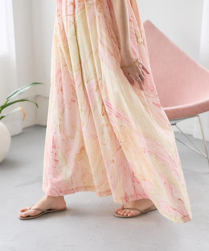 印度大理石印花吊帶連衣裙