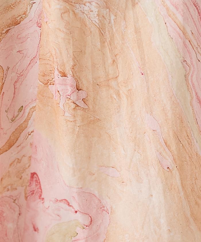 印度大理石印花吊帶連衣裙