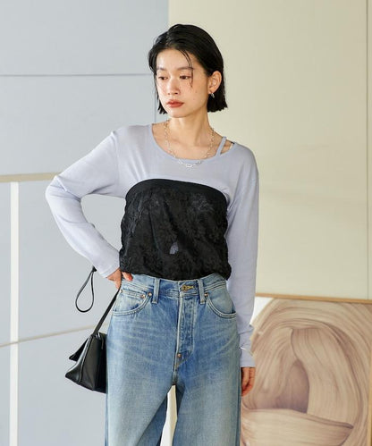 多穿法 花卉蕾絲 裹身半身裙