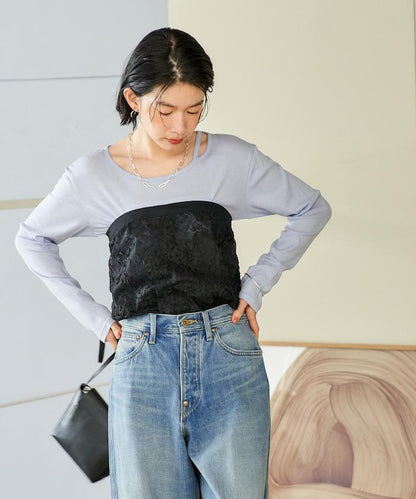 多穿法 花卉蕾絲 裹身半身裙