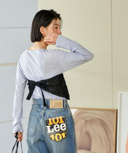 多穿法 花卉蕾絲 裹身半身裙