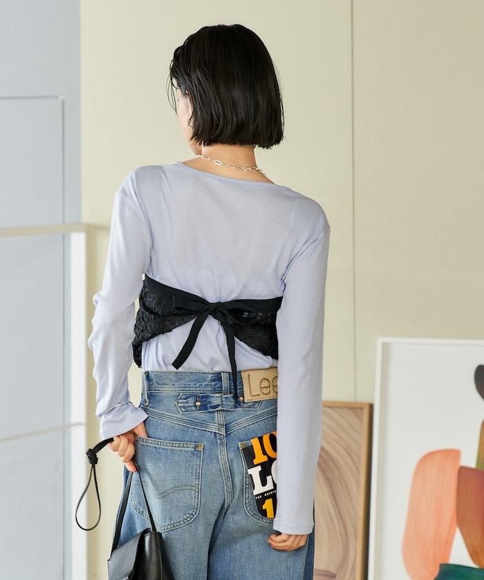 多穿法 花卉蕾絲 裹身半身裙