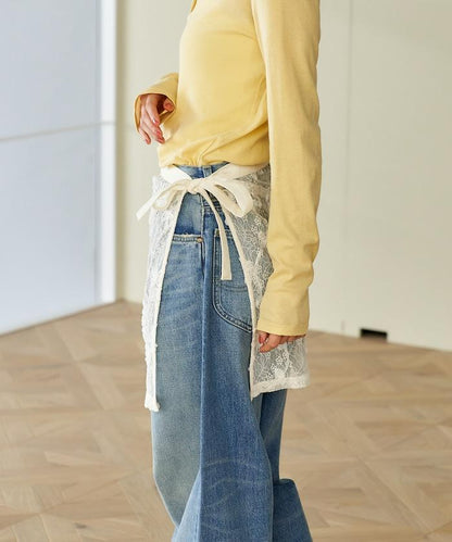 多穿法 花卉蕾絲 裹身半身裙