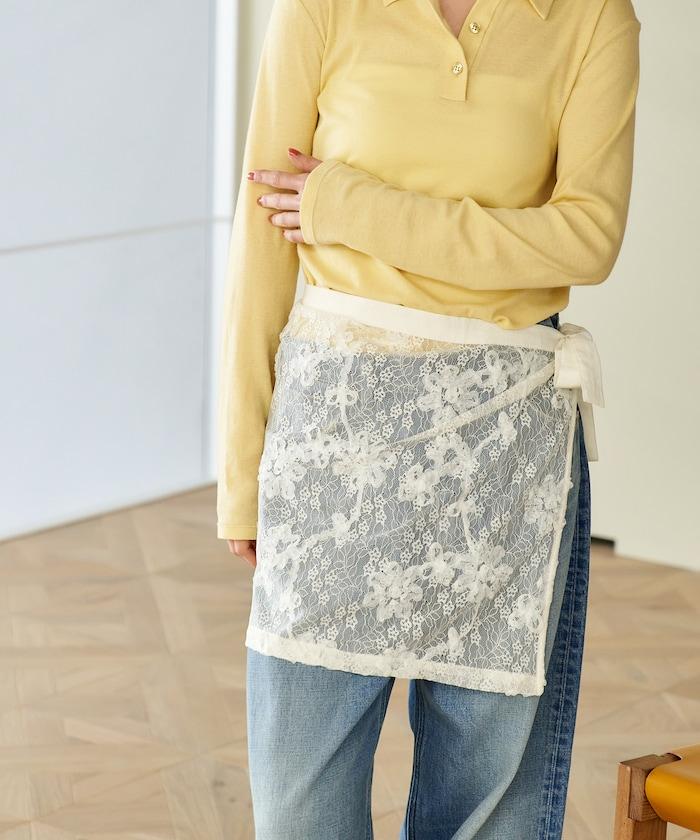 多穿法 花卉蕾絲 裹身半身裙