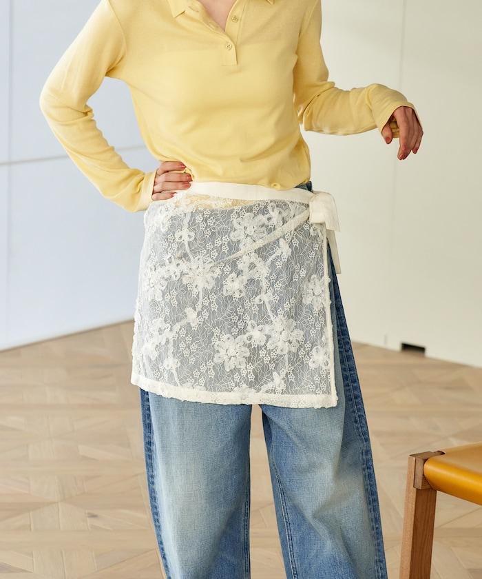 多穿法 花卉蕾絲 裹身半身裙