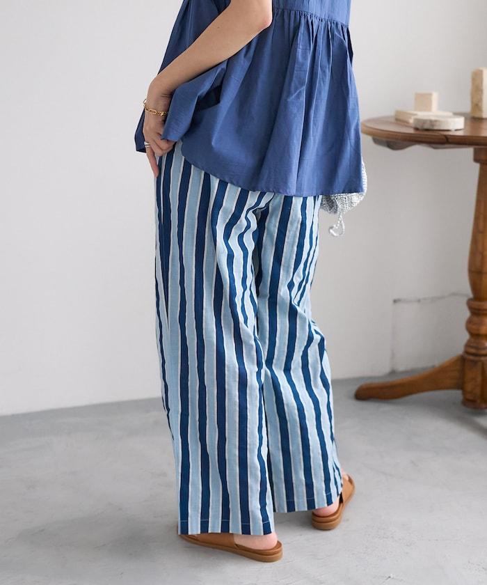 印度條紋印花休閒褲