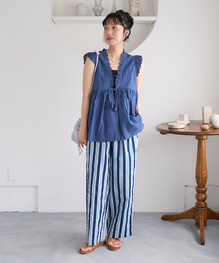 印度條紋印花休閒褲