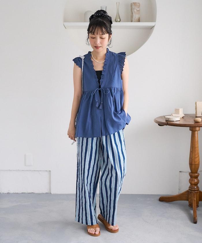 印度條紋印花休閒褲