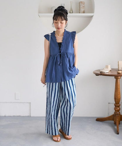 印度條紋印花休閒褲