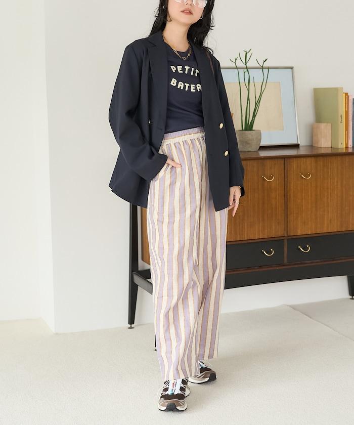 印度條紋印花休閒褲