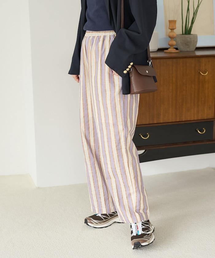 印度條紋印花休閒褲