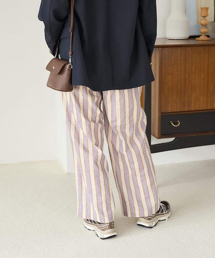 印度條紋印花休閒褲