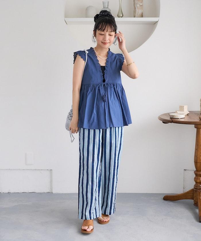 印度條紋印花休閒褲