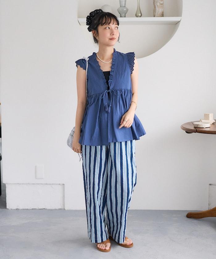 印度條紋印花休閒褲