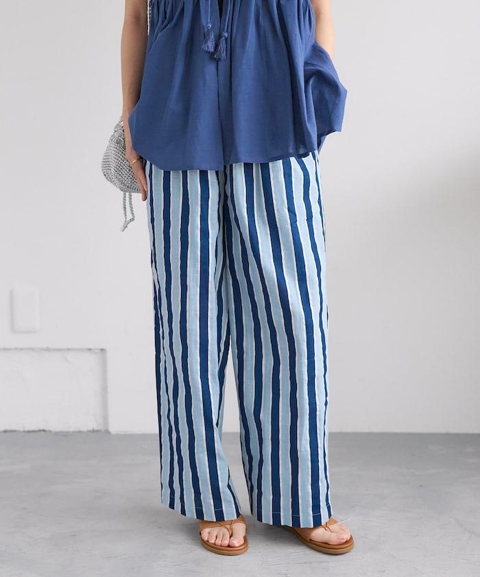 印度條紋印花休閒褲