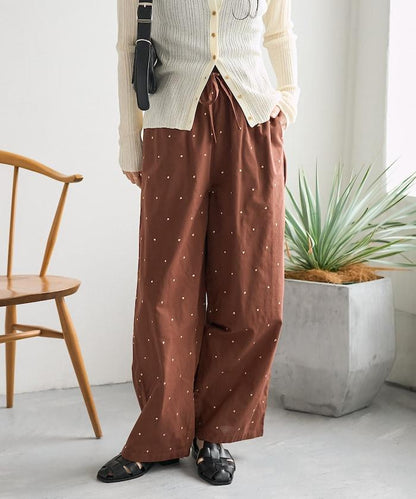 印度工藝拉梅亮點刺繡 鬆緊設計 可成套搭配 休閒褲