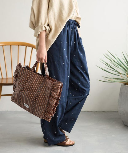 印度工藝拉梅亮點刺繡 鬆緊設計 可成套搭配 休閒褲