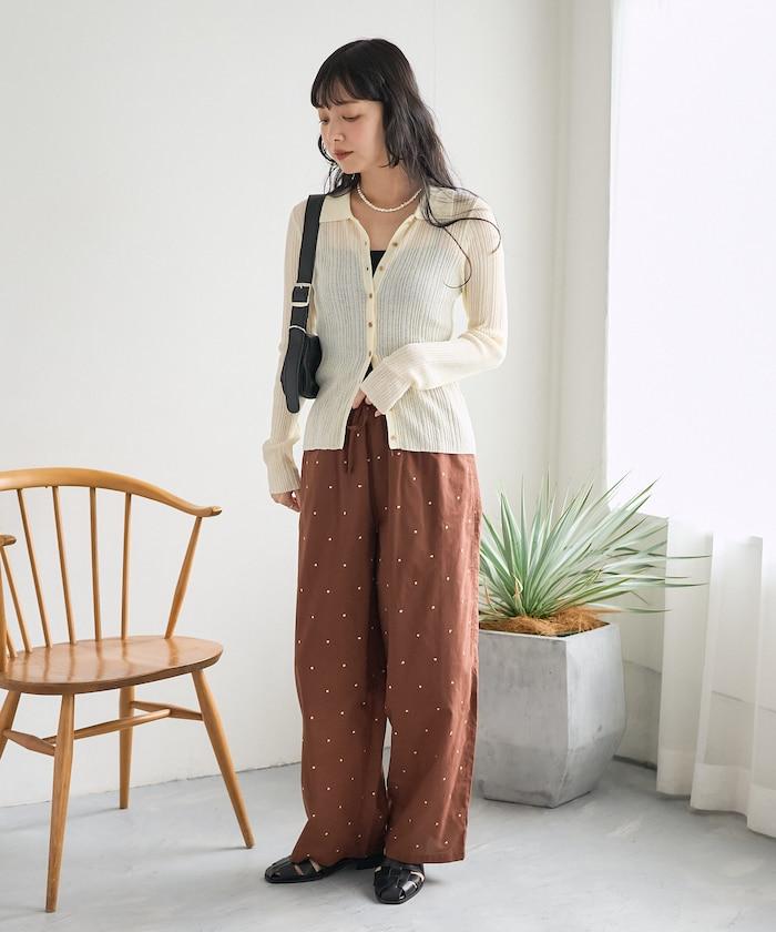 印度工藝拉梅亮點刺繡 鬆緊設計 可成套搭配 休閒褲