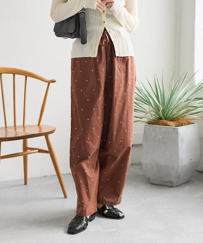 印度工藝拉梅亮點刺繡 鬆緊設計 可成套搭配 休閒褲