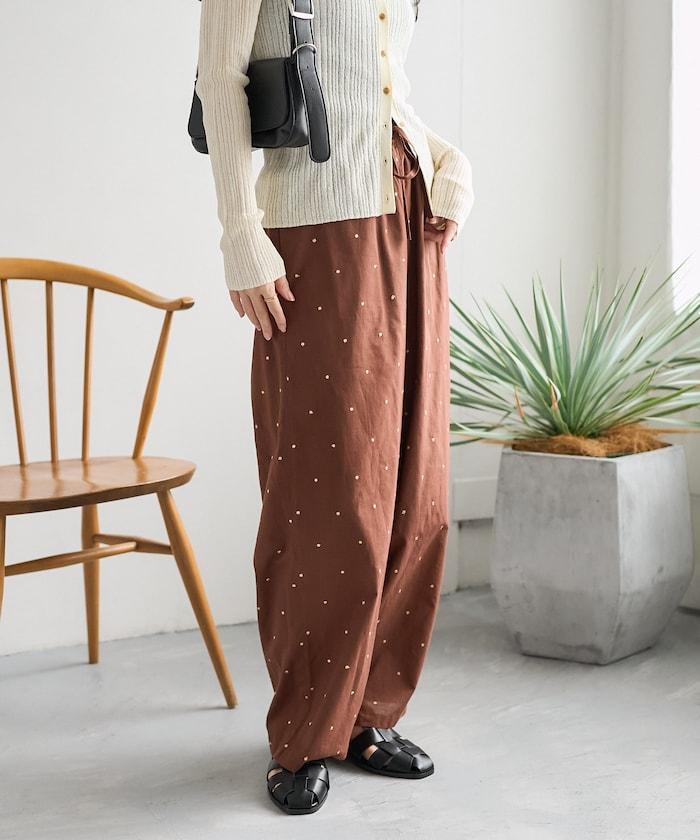 印度工藝拉梅亮點刺繡 鬆緊設計 可成套搭配 休閒褲