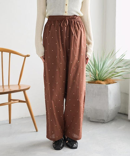 印度工藝拉梅亮點刺繡 鬆緊設計 可成套搭配 休閒褲