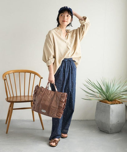 印度工藝拉梅亮點刺繡 鬆緊設計 可成套搭配 休閒褲