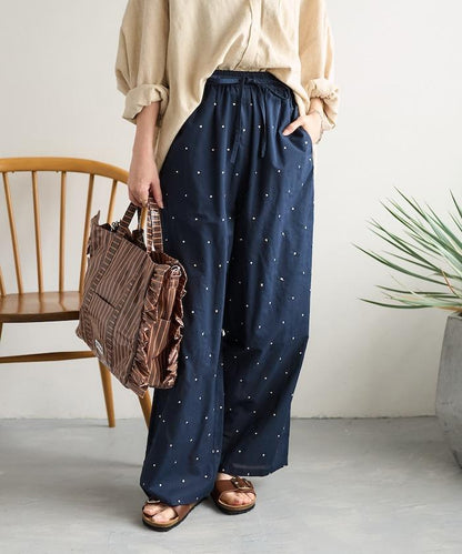 印度工藝拉梅亮點刺繡 鬆緊設計 可成套搭配 休閒褲