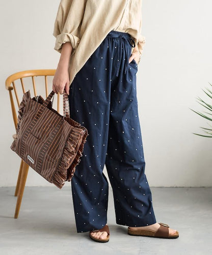 印度工藝拉梅亮點刺繡 鬆緊設計 可成套搭配 休閒褲