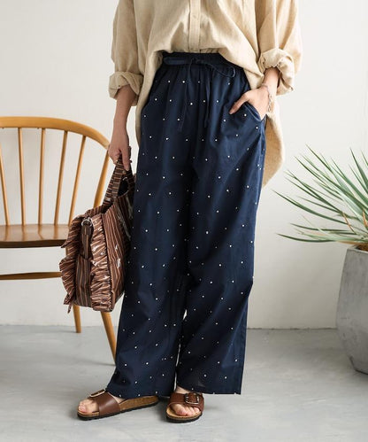 印度工藝拉梅亮點刺繡 鬆緊設計 可成套搭配 休閒褲