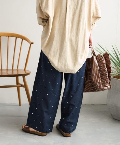 印度工藝拉梅亮點刺繡 鬆緊設計 可成套搭配 休閒褲