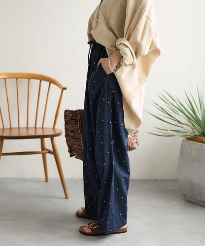 印度工藝拉梅亮點刺繡 鬆緊設計 可成套搭配 休閒褲