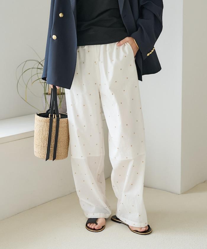 印度工藝拉梅亮點刺繡 鬆緊設計 可成套搭配 休閒褲