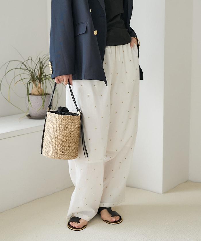 印度工藝拉梅亮點刺繡 鬆緊設計 可成套搭配 休閒褲