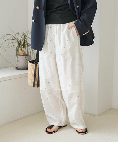 印度工藝拉梅亮點刺繡 鬆緊設計 可成套搭配 休閒褲