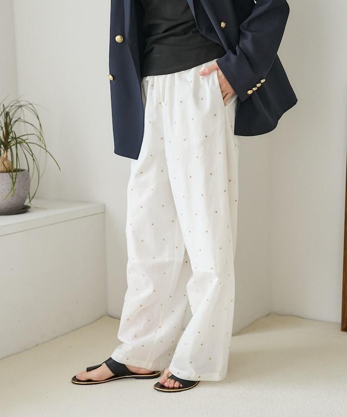 印度工藝拉梅亮點刺繡 鬆緊設計 可成套搭配 休閒褲