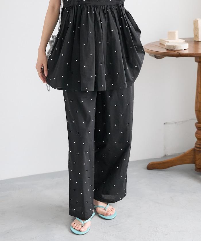 印度工藝拉梅亮點刺繡 鬆緊設計 可成套搭配 休閒褲