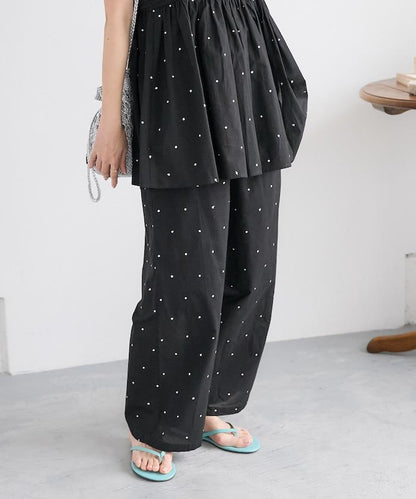 印度工藝拉梅亮點刺繡 鬆緊設計 可成套搭配 休閒褲