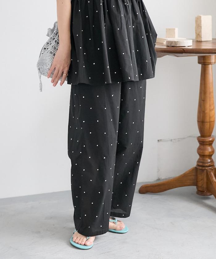 印度工藝拉梅亮點刺繡 鬆緊設計 可成套搭配 休閒褲