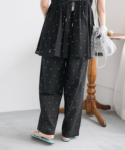 印度工藝拉梅亮點刺繡 鬆緊設計 可成套搭配 休閒褲