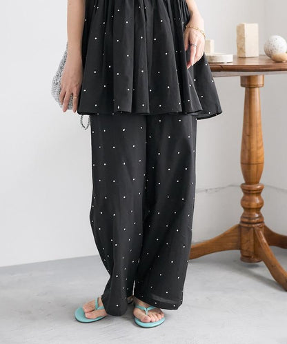 印度工藝拉梅亮點刺繡 鬆緊設計 可成套搭配 休閒褲